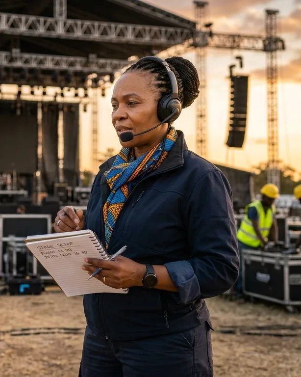 Samantha Daniel, Kiongozi wa Usimamizi wa Matukio, akiwa eneo la tukio